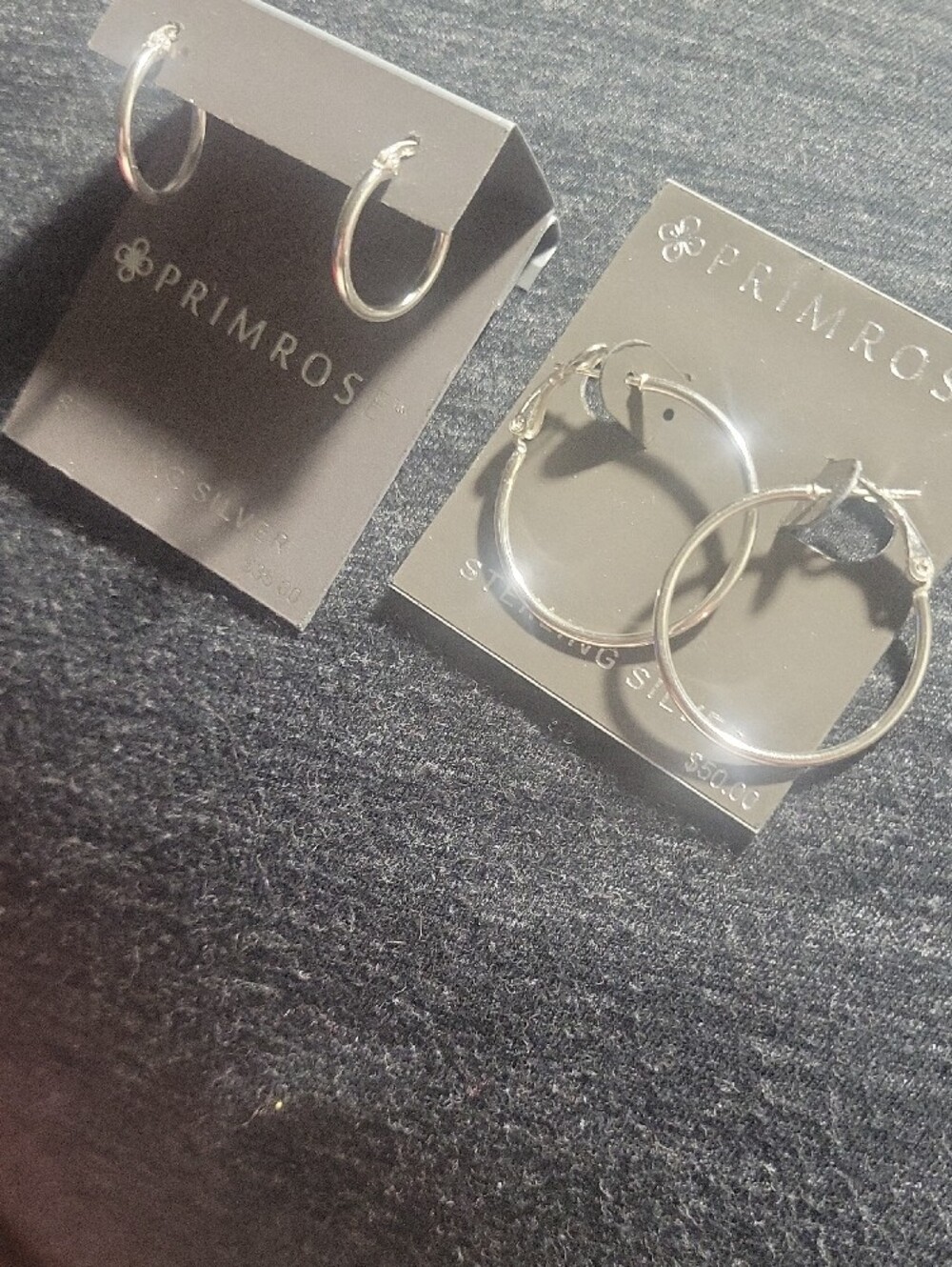 2 Pairs Sterling Silver Hoop Earrings - Primrose . 925